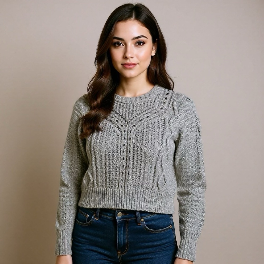 IRO Paris Gray Textured Womens Medium Knit Sweater Retails $295 High Quality